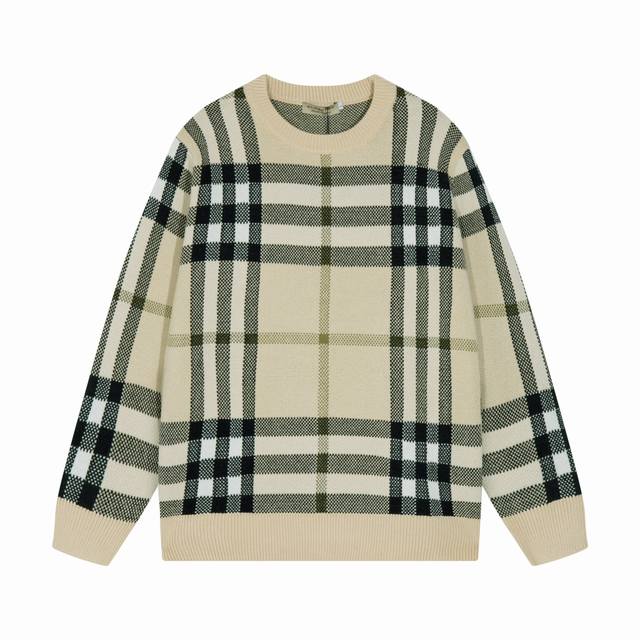 Burberry 巴宝莉经典格子针织羊毛衣 颜色：深棕色 浅棕色 尺码：S M L XL XXL