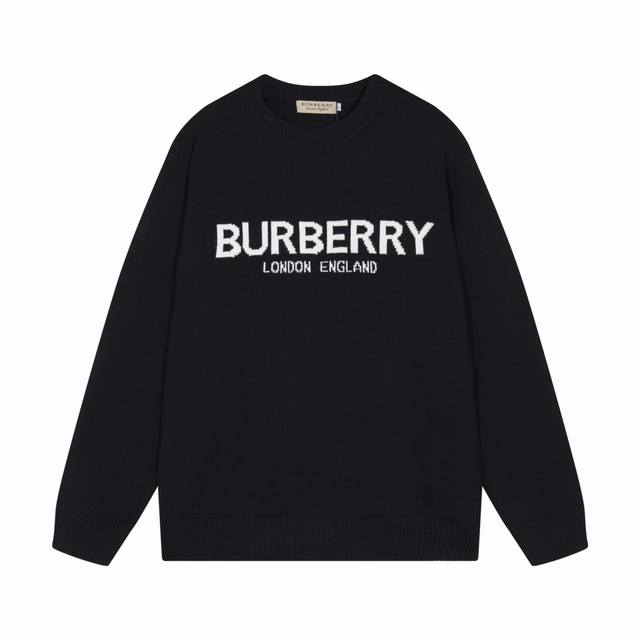 BURBERRY巴宝莉前幅经典LOGO提花套头毛衣 颜色：卡其 黑色 码数：S M L XL XXL