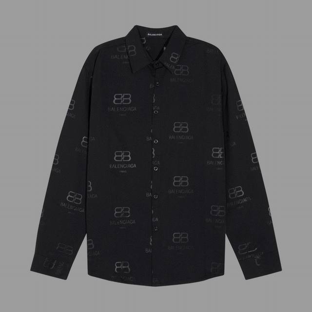 BALENCIAGA 巴黎家经典暗纹logo图案衬衫 三标齐全高版本 颜色： 黑色 码数：M L XL XXL XXXL