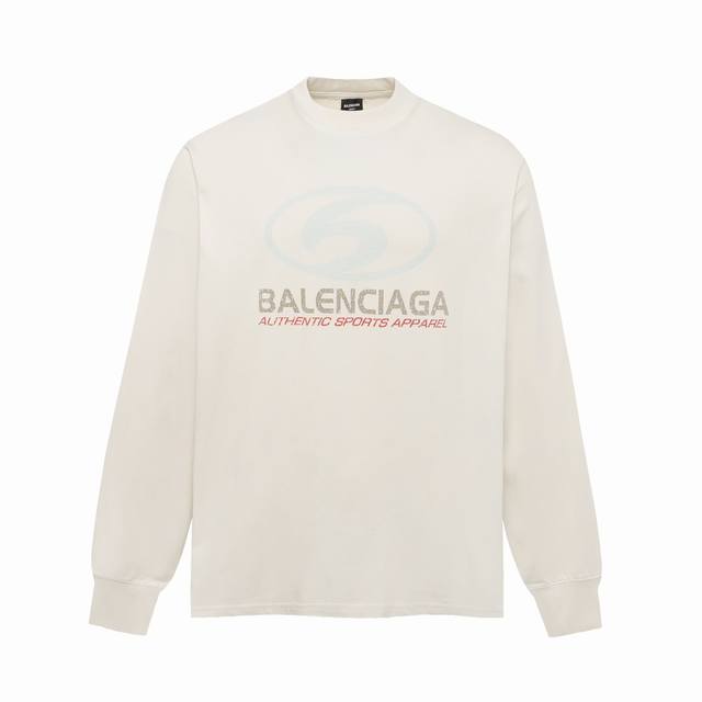 BALENCIAGA巴黎世家 24SS最新款冲浪LOGO模糊印花，高版本，原版做旧磨破十普洗工艺，全棉面料克重300克，原版开发，手感柔顺不变形不缩水，百搭版型