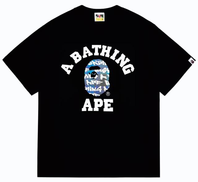 SC259# 顶级版本 BAPE 猿人头字母印花涂鸦格纹图案短袖T恤 采用260克优质高织纯棉面料 双纱精梳 质感柔软不起球 进口环保印花胶浆 图案鲜明立体 品