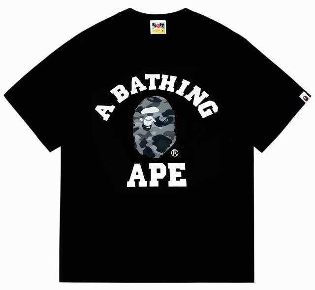 SC251# 顶级版本 BAPE 蜂巢迷彩字母小猿人头印花短袖T恤 采用260克优质高织纯棉面料 双纱精梳 质感柔软不起球 进口环保印花胶浆 图案鲜明立体 品质