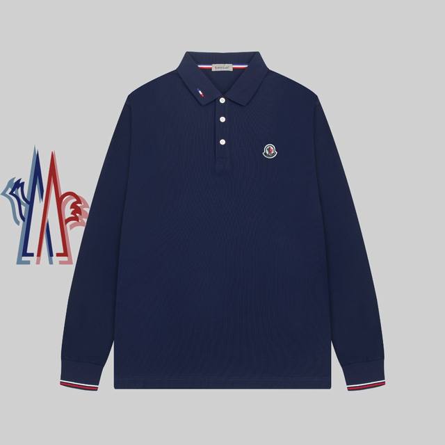 MONCLER 蒙口 24SS徽章翻领长袖Polo衫。 简约而不失精炼风范的T恤.缔造现代优雅造型的最佳单品.渠道精品 客供Piquet气孔纤维珠地棉面料,堪称