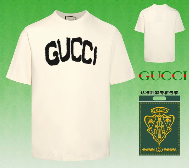 配图片包装 GUCCI~古驰 2024春夏新款短袖，采用双坎肩做法，双坎肩做法，双坎肩做法使整件衣服更加有立体感觉，不是普通T恤所能达到的工种， 前幅图案采用高