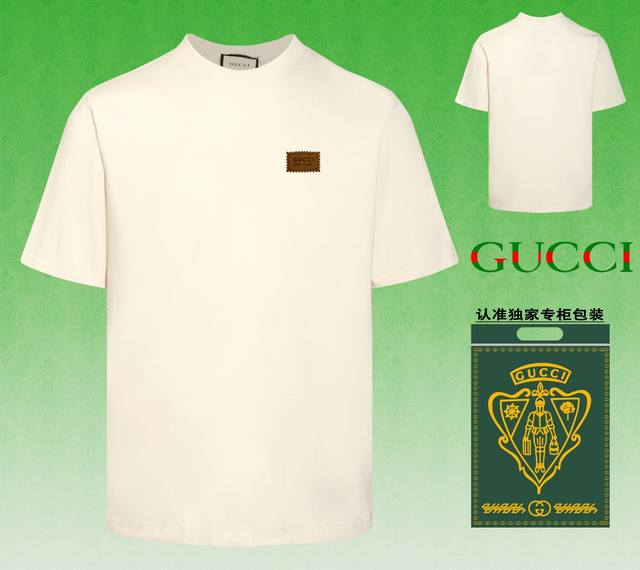 配图片包装 GUCCI~古驰 2024春夏新款短袖，采用双坎肩做法，双坎肩做法，双坎肩做法使整件衣服更加有立体感觉，不是普通T恤所能达到的工种， 前幅图案采用高