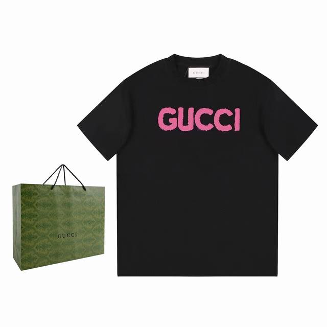 新款上架 古驰 Gucci 官网同步 2024新款印花发泡圆领T恤 1:1高品质 区别市场通货 男女同款 超级百搭！ 颜色:黑白两色 尺寸:XS-L