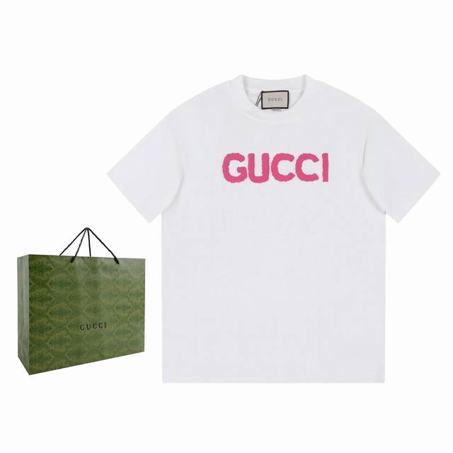 新款上架 古驰 Gucci 官网同步 2024新款印花发泡圆领T恤 1:1高品质 区别市场通货 男女同款 超级百搭！ 颜色:黑白两色 尺寸:XS-L