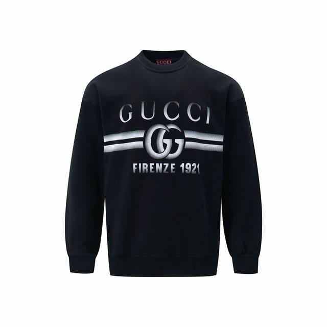 Gucci 古驰24Fw 黑漆印花套头圆领卫衣 轻奢主义 男女日常通勤穿搭必备单品 正确版本 欢迎对比 详细特征 采用420克纯棉双纱鱼鳞毛圈面料 面部无尘烧毛