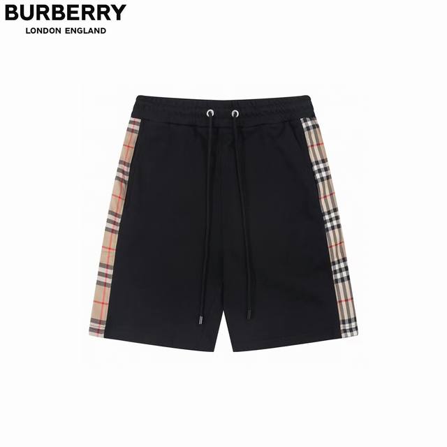 Burberry 巴宝莉 24Fw经典侧边串标短裤 五分裤、高品质牛肚面料、特别手感、超级质感 舒适柔软透气 休闲宽松版型 潮流男女同款 短裤 颜色：黑色 码