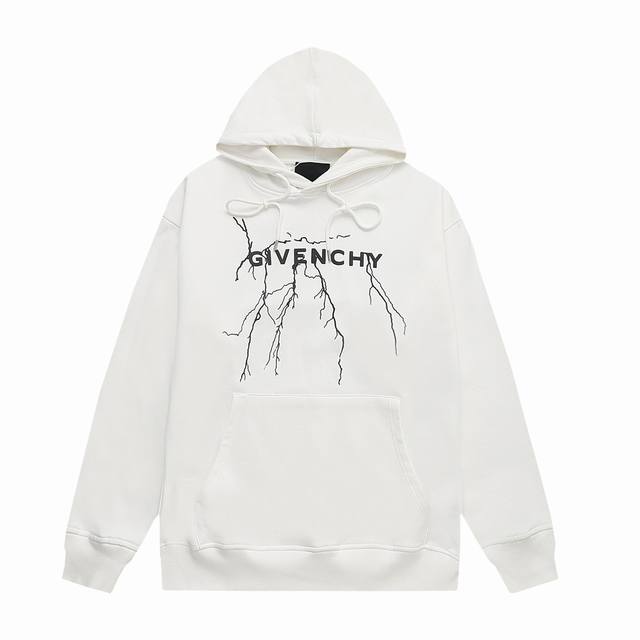 纪梵希 Givenchy24Ss 闪电3M反光连帽卫衣最新系列 官网同步 3M反光材料压花 厚板立体字母 区别市面垃圾版本 男女同款连帽卫衣 颜色：黑 白 尺码