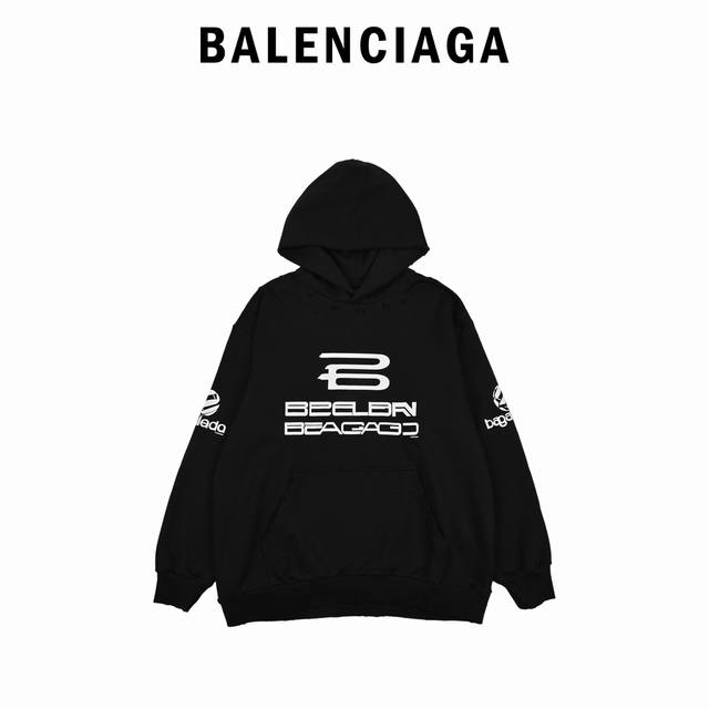 Balenciaga 巴黎世家 Ai Generated人工智能连帽卫衣 面料:定织定染480G大鱼纹布 印花:注意区分黑色灰色印花不一样 定染精纺平纹面料、包