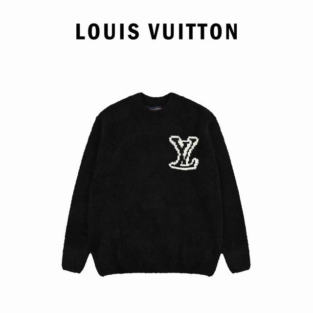 黑色 Louis Vuitton路易威登 22Fw 针织大logo套头毛衣 原版9850购入，特种圈圈纱弹性大做到版型完美还原，成衣布面类似泰迪熊的毛感，前后打