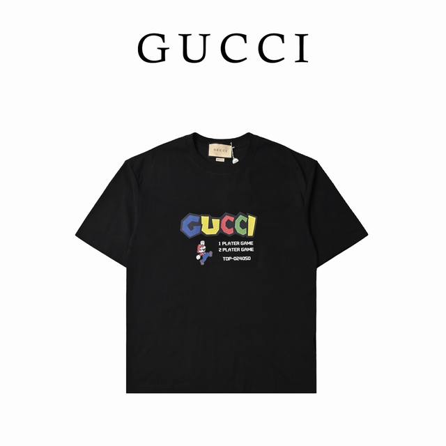 Gucci古驰24Ss新款马里奥彩色字母t恤 Gucci2024春夏最新！！2024春夏限定款系列 专柜最新款！ 官网上新！！ 专柜同步高品质高版本 超级标志品