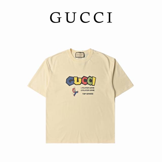 Gucci古驰24Ss新款马里奥彩色字母t恤 Gucci2024春夏最新！！2024春夏限定款系列 专柜最新款！ 官网上新！！ 专柜同步高品质高版本 超级标志品