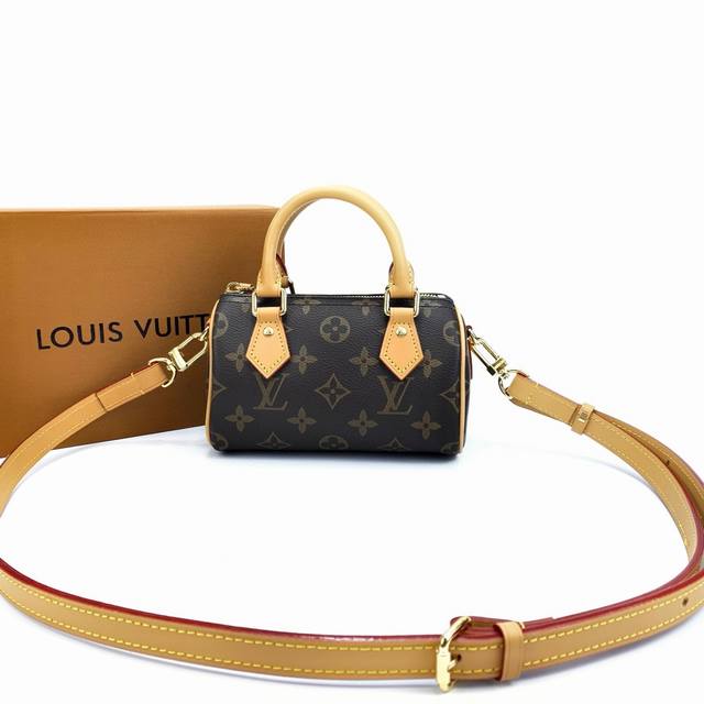 Louis Vuitton 路易威登 Nano Speedy手拎斜挎包 纯原品质，折叠礼盒！ 材质：原版pvc配皮，刻印logo五金 内里：原版布里，皮里标 颜