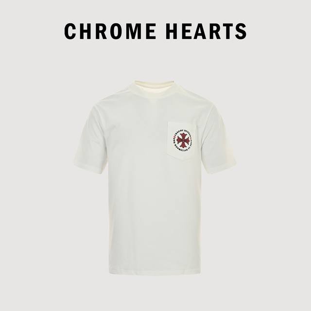 Chrome Hearts 克罗心 24Ss 口袋红色十字梵文字母印花短袖t恤 采用进口康利直喷 260G 26支定制定染双纱棉 版型大 宽松有型 区别低版本瘦