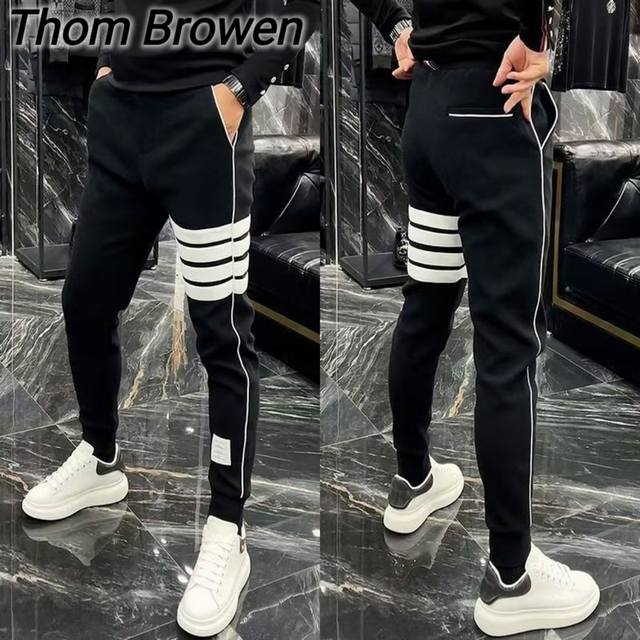 Thom Browne 汤姆布朗秋季新款，男女同款经典四条杠高品质休闲卫裤，男士休闲裤束脚裤长裤！ 颜色:黑色，灰色，藏青色 尺码:29-38