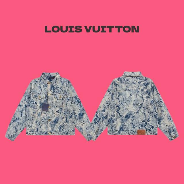 Louis Vuitton Lv 路易威登走秀款雪花流苏植物花卉满印限定牛仔外套夹克-顶级原单版本 Color：流苏蓝 Size：M 48 L 50 Xl 5