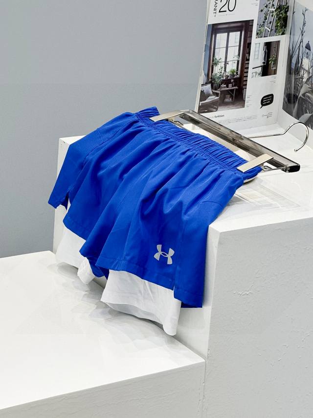 上新 轻薄透气冰爽防走光 Under Armour-安德玛强森男女同款假两件运动三分速干弹力防走光透气跑步训练健身短裤！男女同款运动裤！ 尺码：M.L.Xl.2