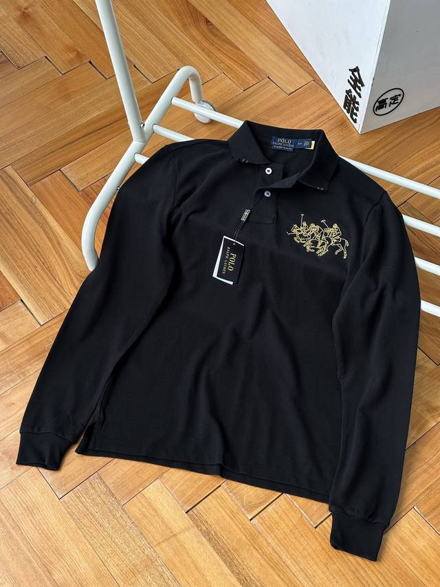 Ralph Lauren 拉夫劳伦 24Ss 三匹小马刺绣 Polo衫 黑色 S~Xl 官网在售1780，原版面料 %珠地棉，胸口三匹小马刺绣logo，定制双面