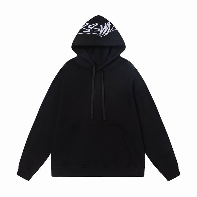 Stussy 斯图西 美式潮牌宽松版型秋冬连帽卫衣 连帽logo刺绣设计 经典款式高街滑板摇滚风格 纯棉毛圈360克面料 颜色：黑色 灰色 尺码:S-M-L-X