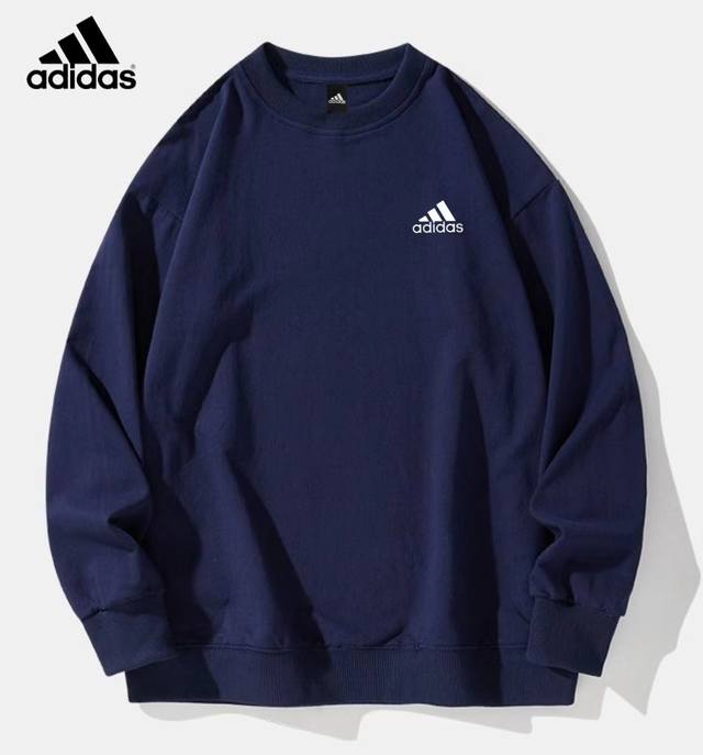 阿迪达斯adidas基础款圆领卫衣男女同款情侣同款落肩爆款面料 原版质量品质升级 舒适面料表层百分百纯棉不起球不掉色不勾丝，双针压线，纯棉面料柔软舒适透气 外贸