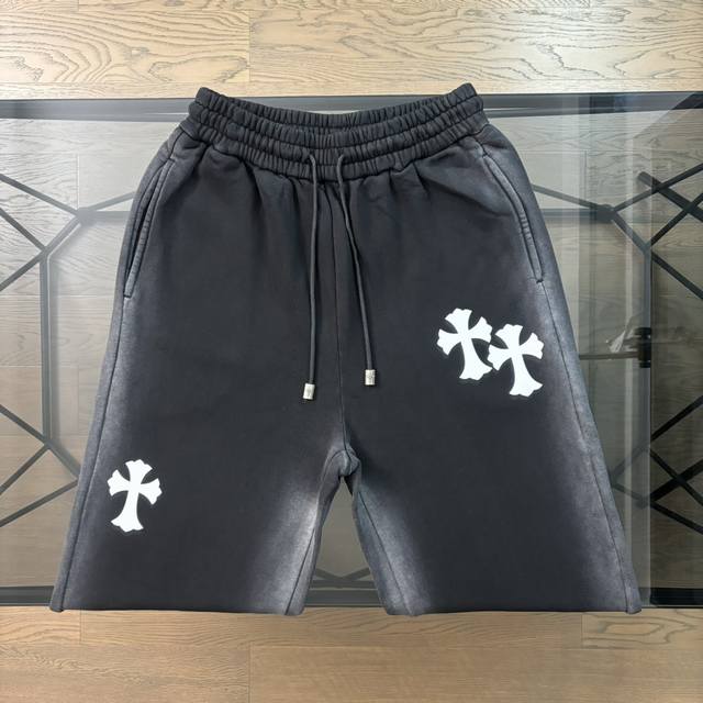 克罗心chrome Hearts 24Fw 皮标刺绣logo渐变休闲长裤 面料超高克重，顶级420G全棉上身肤感超级好！！腰头内里全包边处理，裤腰有松紧定制编织