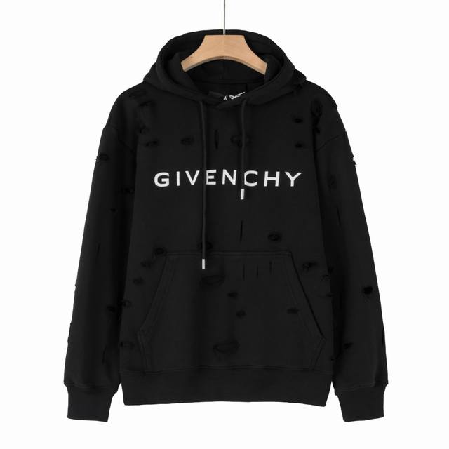 顶级版本 Givenchy 款双层割破连帽卫衣 面料：采用420克纯棉卫衣 厚重立体，配套1*1 螺纹以及内衬使用26支爽棉，质感舒适柔软。 工艺1:电脑激光割