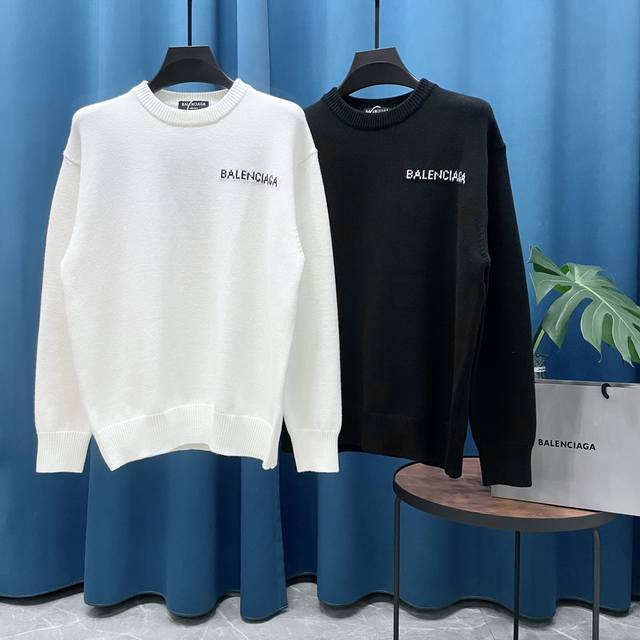 顶级版本 Balenciaga 巴黎世家23Ss新款提花可乐字母羊毛针织衫毛衣 Os版型 男女同款 整衣500克重磅 秒杀市场通货 毛料采用7针进口机编织制造