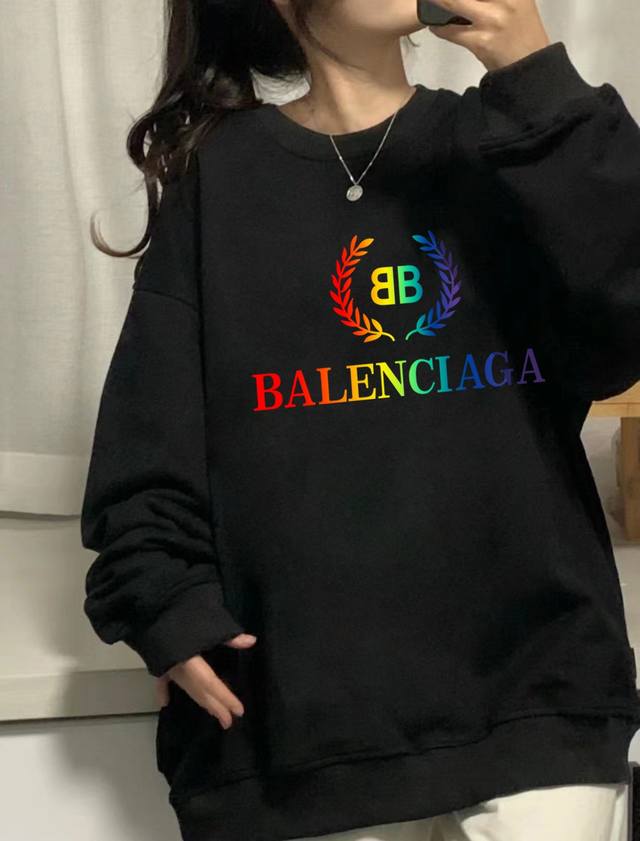 Balenciaga巴黎世家彩色麦穗秋季圆领卫衣 原版面料高版本高品质 网红明星同款 优选新疆长绒棉纯棉面料 Pu直喷印花logo工艺 定制定染 手感非常舒服