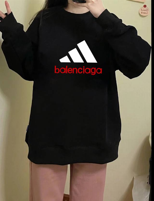 Balenciaga X Adidas 巴黎世家联名阿迪达斯官网发售秋季圆领卫衣 原版面料高版本高品质 网红明星同款 优选新疆长绒棉纯棉面料 Pu直喷印花log