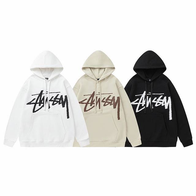 Stussy 斯图西 美式潮牌宽松版型秋冬连帽卫衣 Fw22 Big Stock Hoodie Logo字母印花 经典款式高街滑板摇滚风格 纯棉毛圈360克面料