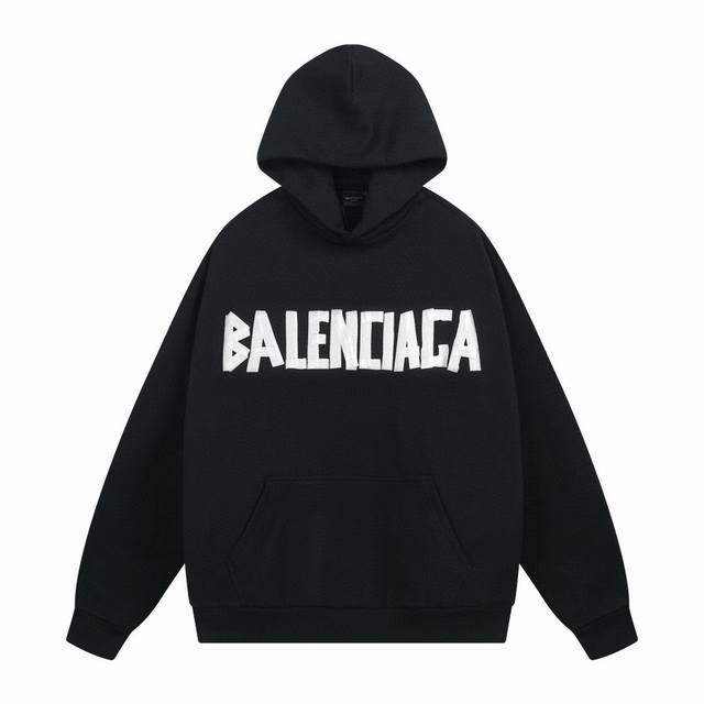 Balenciaga 巴黎世家2024 Ss 经典胶带拉浆印花连帽卫衣 本市场no.1的质量 真正天花板品质 全部原版开发注意细节图 避免被盗图商家混发 正确4