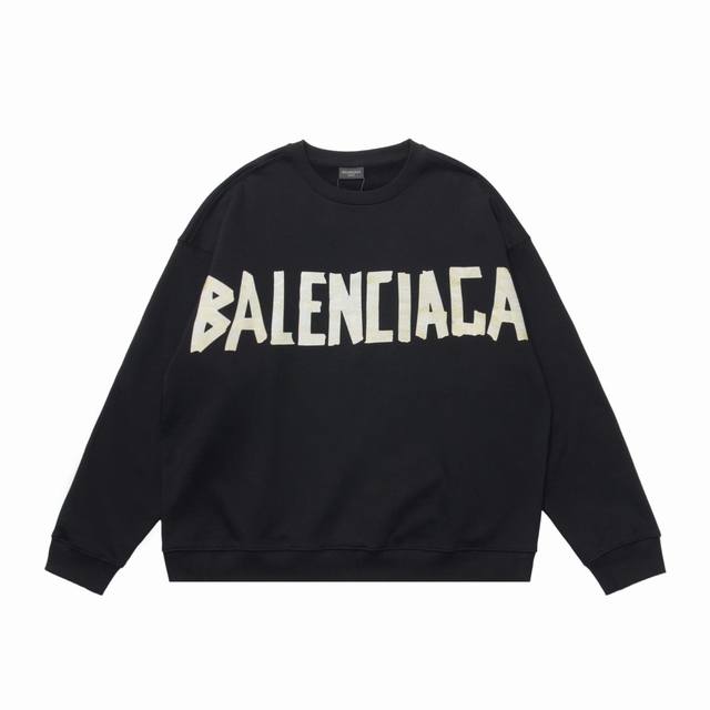 顶级复刻版本]品名: Balenciaga 巴黎世家 新款黄色胶带印花logo卫衣 颜色：黑色 尺码：Xs-L 面料: 重磅450克定制高密度大毛圈水洗棉，随意