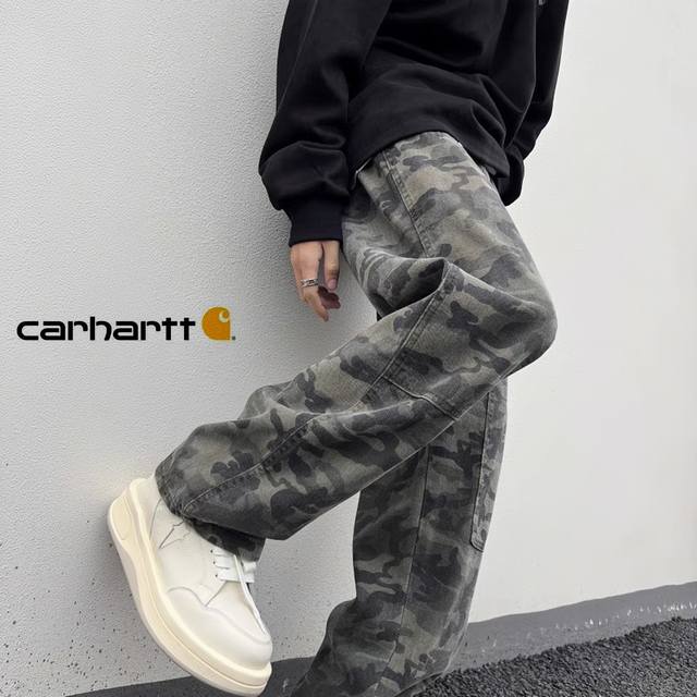 高品质#Carhartt* 卡哈特 秋季新款日系主线户外工装系列水洗迷彩工装长裤子 男女同款 情侣款 定制纯棉迷彩工装面料 基于纯棉材质特性 透气性亲肤感超强