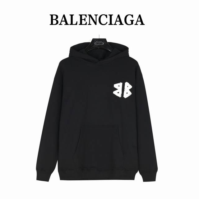 Balenciaga 巴黎世家 24Fw 双b贴布及logo刺绣连帽卫衣 面料：面料采用定制450克水洗毛圈棉面料 下垂感和面料硬挺度非常屌 水洗重工至极 质感