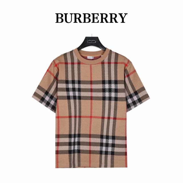 Burberry 巴宝莉 24Ss 格纹针织短袖t恤 原版短袖7700，72%羊毛28%化纤，原版三种颜色定染纱线。 12针进口电脑织机，三种纱线交织在一起形成