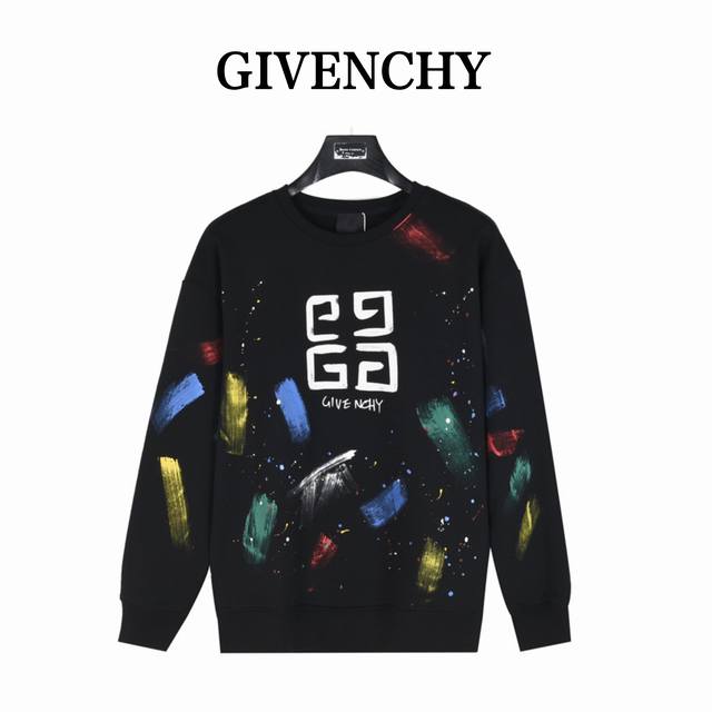 Givenchy 纪梵希 24Fw 涂鸦泼墨4G印花圆领卫衣 面料采用400克重双股大毛圈面料，定制32支螺纹，成衣两遍水洗处理， 面料舒适亲肤无异感，定制定染