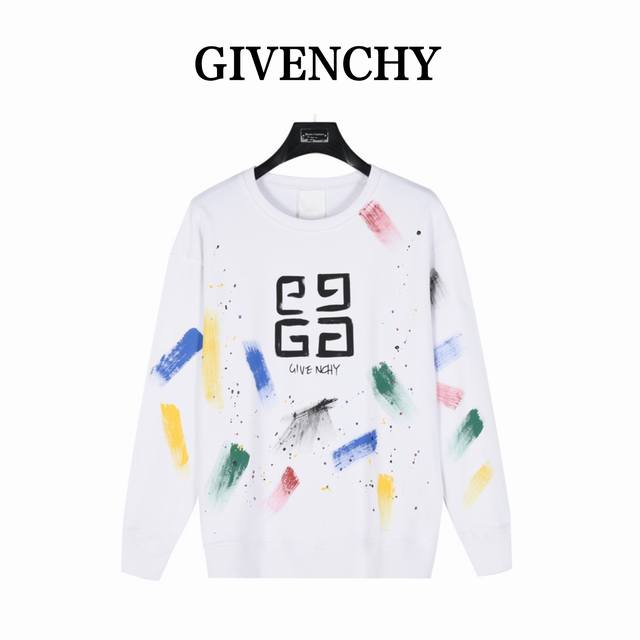 Givenchy 纪梵希 24Fw 涂鸦泼墨4G印花圆领卫衣 面料采用400克重双股大毛圈面料，定制32支螺纹，成衣两遍水洗处理， 面料舒适亲肤无异感，定制定染