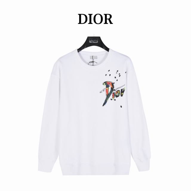 Dior 迪奥 24Fw 彩绘泼墨字母印花圆领卫衣 面料采用400克重双股大毛圈面料，定制32支螺纹，成衣两遍水洗处理， 面料舒适亲肤无异感，定制定染面料，纺织