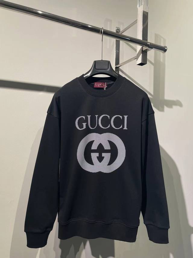 Gucci 双g大logo卫衣 采用400克毛线圈精洗纯棉。黑白双色 男女同款 码数s-Xl