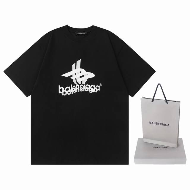 Dw］ Dw全年不下架 面料350克 顶级版本 官网品质 Balenciaga 巴黎世家 前后logo重叠字母 印花短袖t恤 购入原版开模打造，全套定制