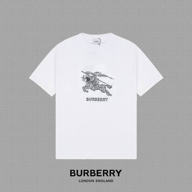 Dw [Burberry 巴宝莉] 2024Fw短袖t恤 Bbr经典战马刺绣 高端32S双纱260克面料 重磅面料 定制拉架罗纹同缸同染 三标齐全 男女同款 颜