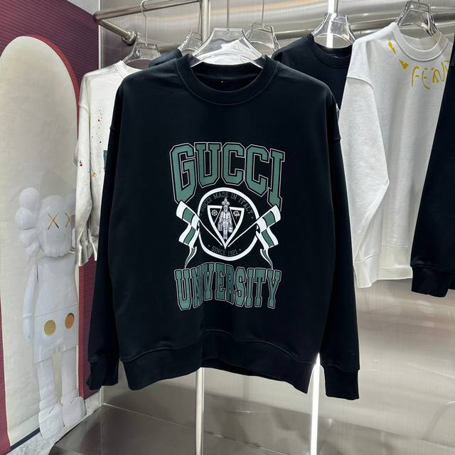 Gucci 2024 秋冬新款 个性印花圆领卫衣 男女同款 S M L Xl Xxl 五个码 黑色 杏色