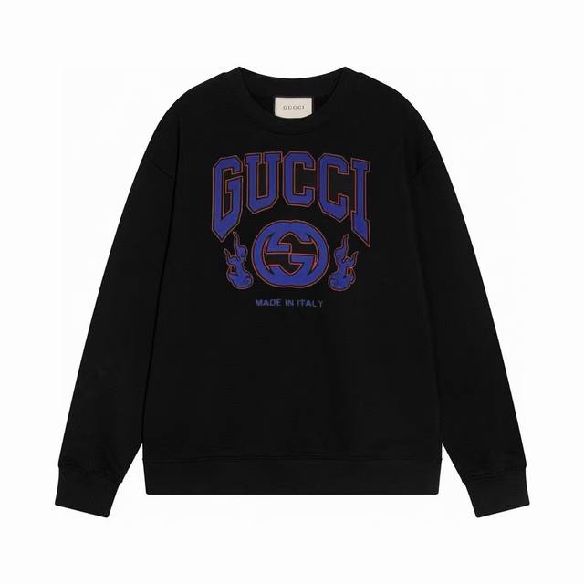 Dw Gucci古驰24Ss新款经典logo圆领卫衣 400克双股大毛圈面料同缸染面料 手感非常舒服 春夏最新砖柜同步 时尚又个性 超级百搭好看的一款卫衣 男女