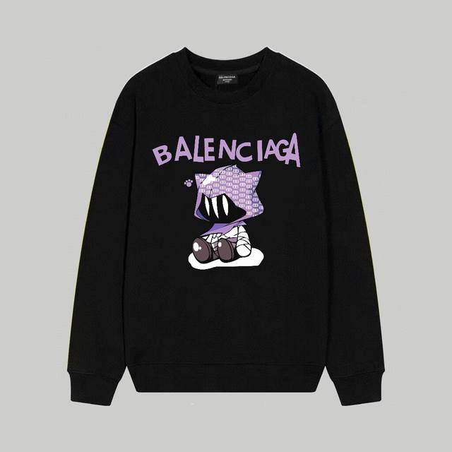 Dw Balenciaga巴黎世家印花圆领毛圈卫衣 1:1对版面料400克毛圈高克重百分百纯棉 提前做过预缩水1×1双纱洗一辈子都不会变形的 男女同款 官网细节