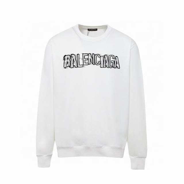 Dw Balenciaga巴黎世家印花圆领毛圈卫衣 1:1对版面料400克毛圈高克重百分百纯棉 提前做过预缩水1×1双纱洗一辈子都不会变形的 男女同款 官网细节