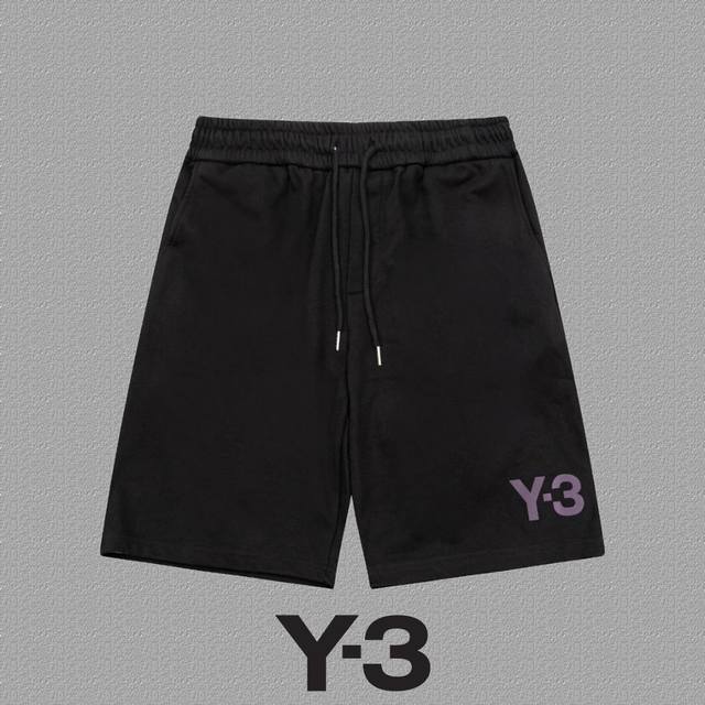 Y3 山本耀司］ Y-3短裤 爆款定制400克活性版纯棉面料 采用立体植绒工艺 立体清晰可见 面料舒适有质感五分裤 码数：S-Xxl 颜色：黑