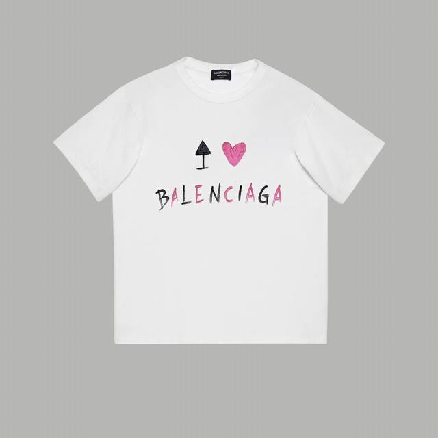 Balenciaga巴黎世家 春夏2024Ss 限定款爱心涂鸦 印花短袖t恤 购入原版开模打造，全套定制辅料，细节决定成败。 面料：规格采用实打实280G 10