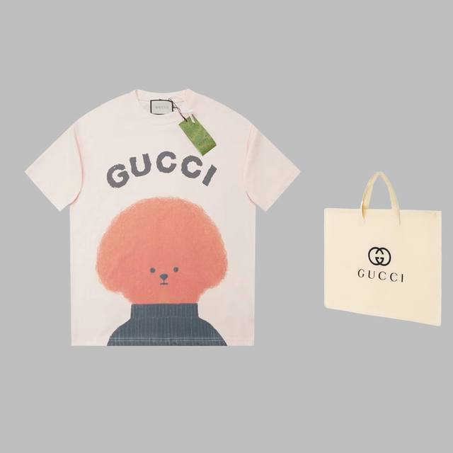 可配手提袋5 高品质 Gucci 古驰 24Fw 新款卡通趣味印花短袖，可爱泰迪 采用立体印花工艺 区别于普通的印花图标 ，定织纯棉面料，舒适透气不易变形。三标